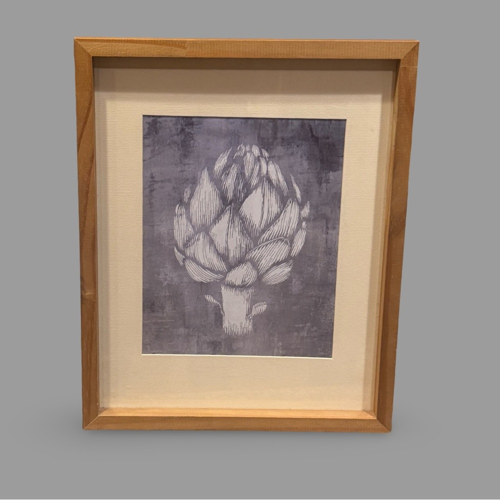 Framed Artichoke Matted Print in 12x15 Wooden Frame
